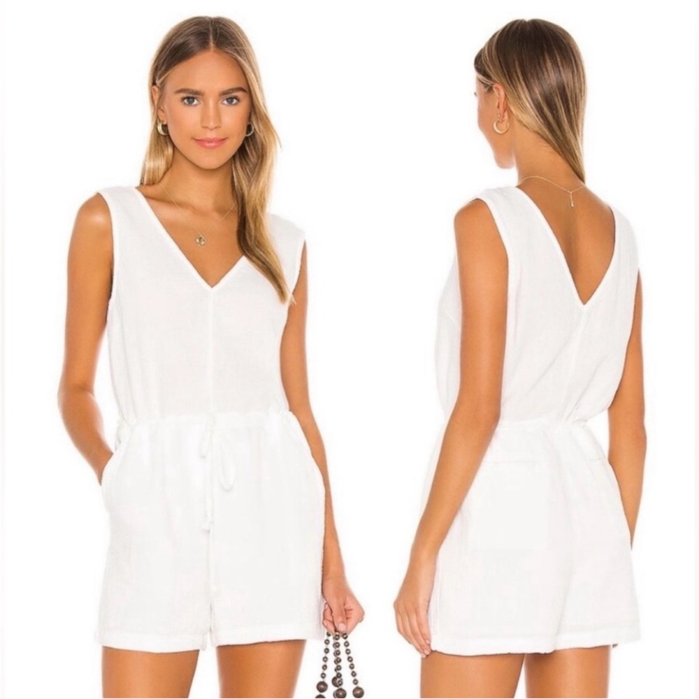 RAILS cotton parker tie front romper xs